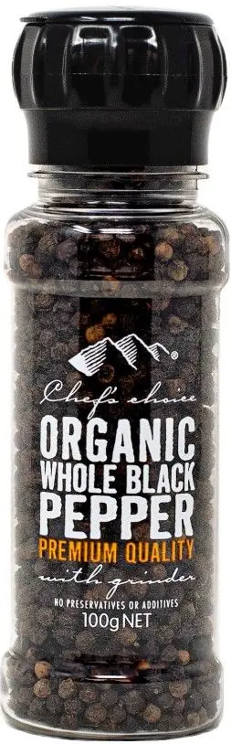 シェフズチョイス  オーガニック ブラックペッパー（ミル付き BPAフリーボトル）