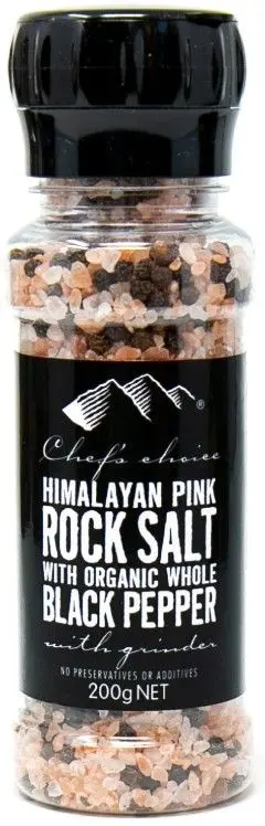 シェフズチョイス ヒマラヤ岩塩 & オーガニックブラックペッパー(ミル付き BPAフリーボトル)