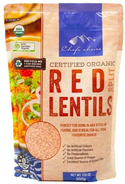 シェフズチョイス  オーガニック 赤レンズ豆 レッドレンティル