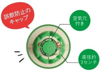 パウチのキャップには誤飲防止の加工がしてあります。