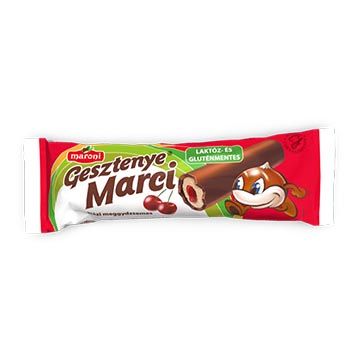 Maroni chilled chestnut bar with sour cherry filling