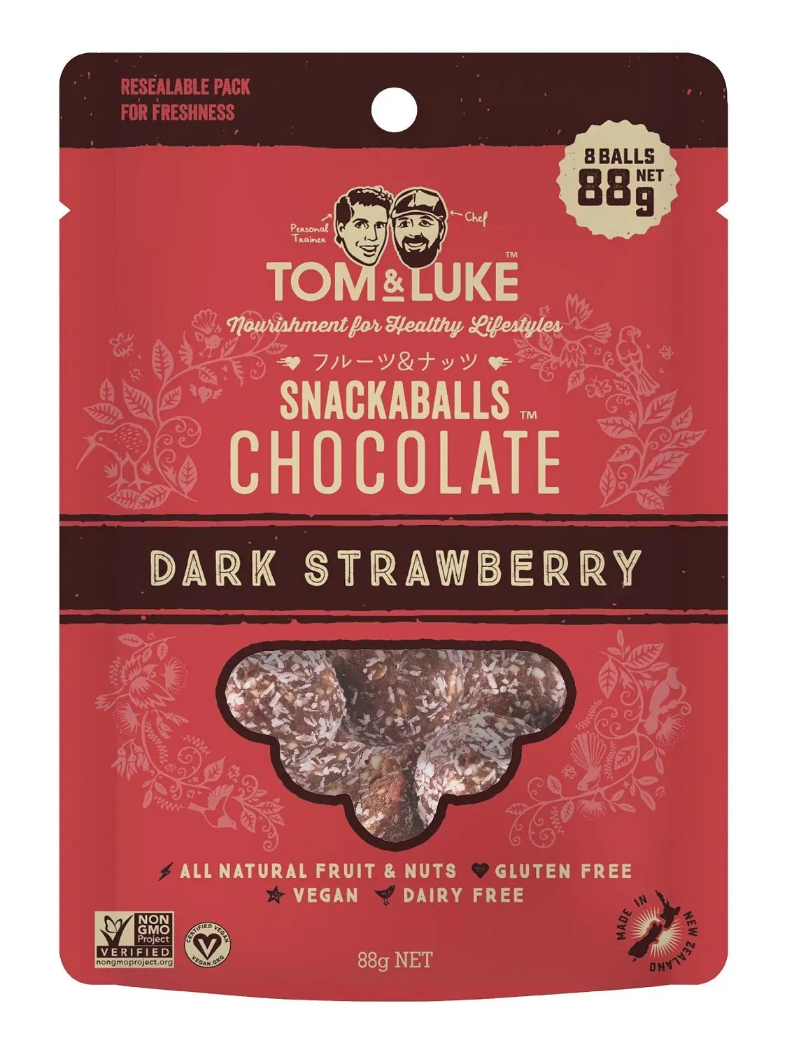 トム＆ルーク フルーツ＆ナッツボール　ダークストロベリー８８ｇ
