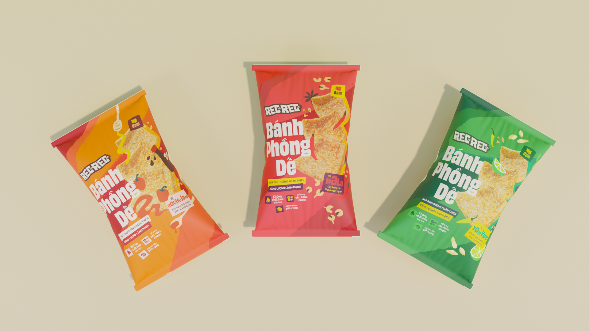 REC REC 3種のフレーバー コチュジャン・麻辣・トムヤムクン